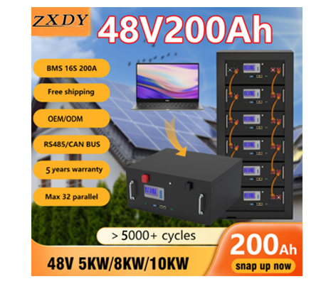 48V 200Ah 100Ah LiFePO4 バッテリーパック 51.2V 10Kw